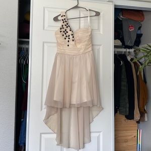 Rare London Hi-Lo One Shoulder Cream Dress